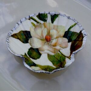 Southern Magnolia flower jewelry ring dish catch all decor seashell gift